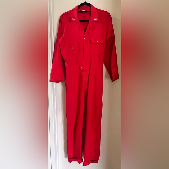 Rare red jumpsuit by Penelope Gazin, designer of Fashion Brand Company. - Picture 1 of 10